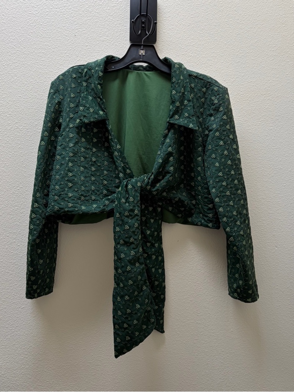 Alpine Butterfly Swim Collared 3/4 Sleeve Dark Green Eyelet Top 2X